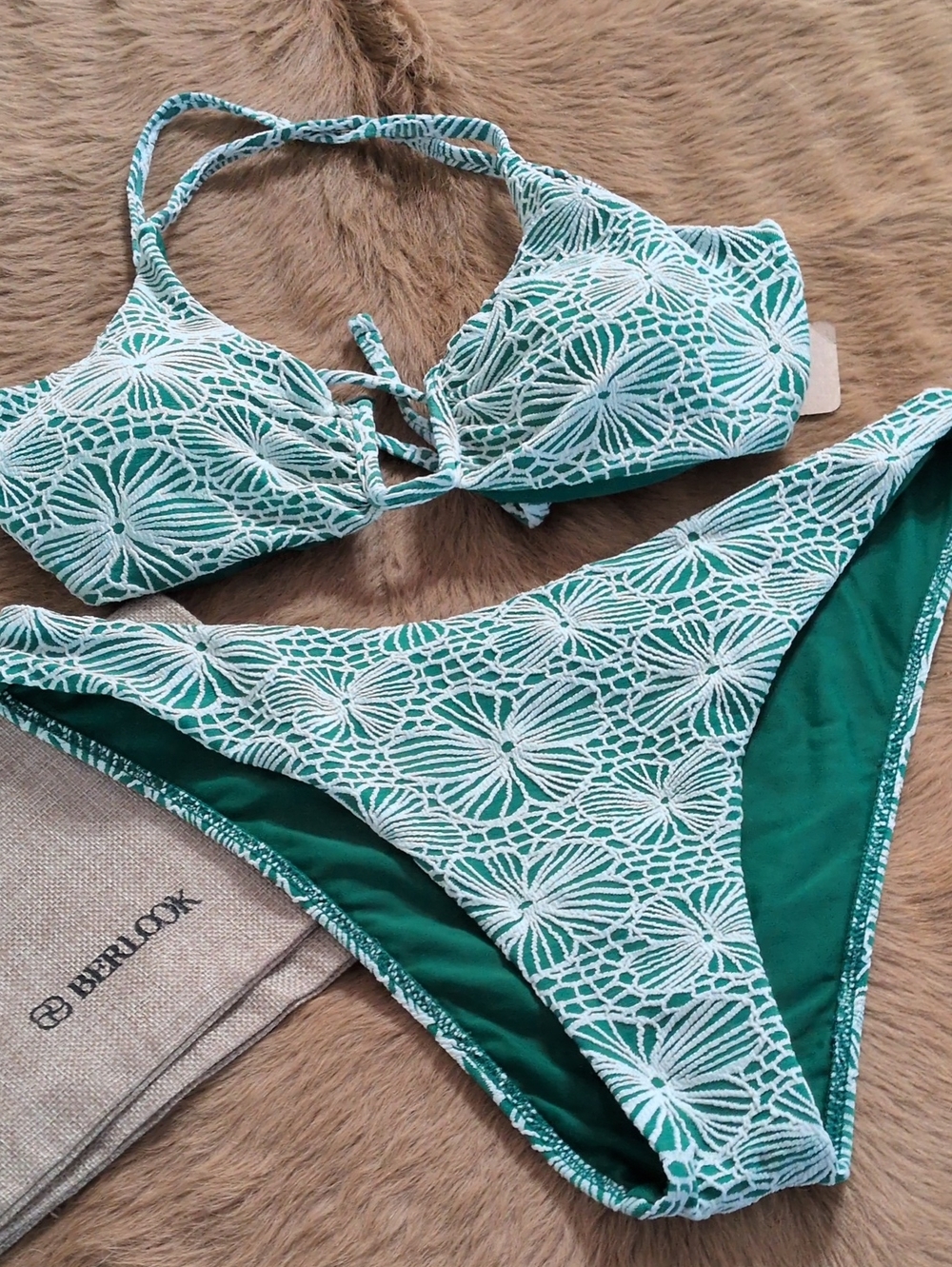 Green Lace-Overlay Tie Bikini Set - Women’s Two-Piece Swim
